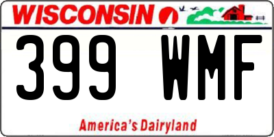 WI license plate 399WMF