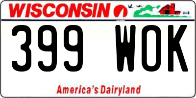 WI license plate 399WOK