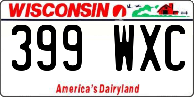 WI license plate 399WXC