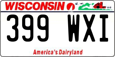 WI license plate 399WXI