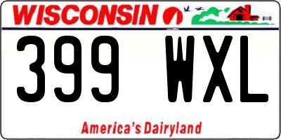 WI license plate 399WXL
