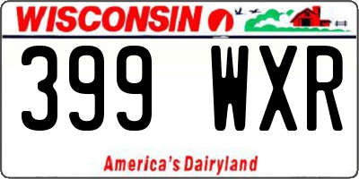 WI license plate 399WXR