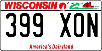 WI license plate 399XON