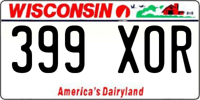 WI license plate 399XOR