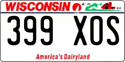 WI license plate 399XOS