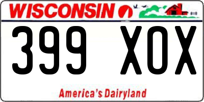 WI license plate 399XOX