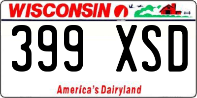 WI license plate 399XSD
