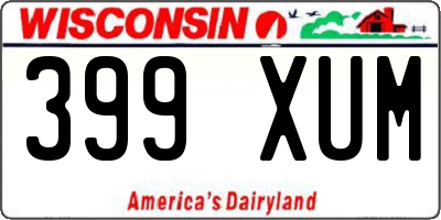 WI license plate 399XUM