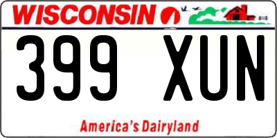 WI license plate 399XUN