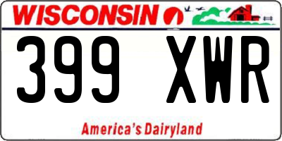 WI license plate 399XWR