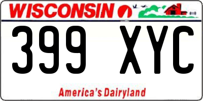 WI license plate 399XYC