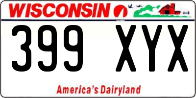 WI license plate 399XYX