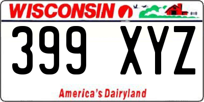 WI license plate 399XYZ