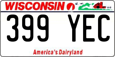 WI license plate 399YEC