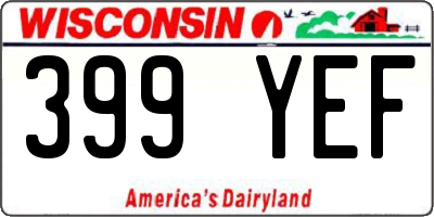 WI license plate 399YEF