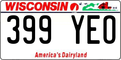 WI license plate 399YEO