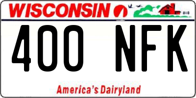 WI license plate 400NFK