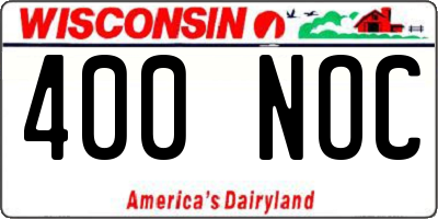 WI license plate 400NOC
