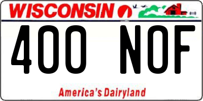 WI license plate 400NOF