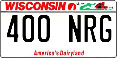 WI license plate 400NRG