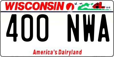 WI license plate 400NWA