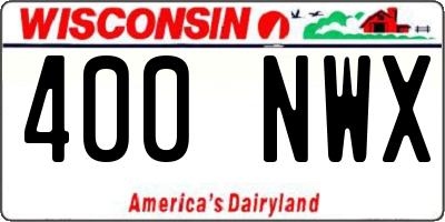 WI license plate 400NWX