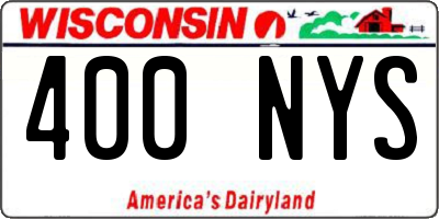 WI license plate 400NYS