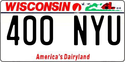 WI license plate 400NYU