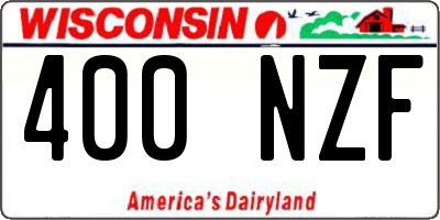 WI license plate 400NZF