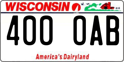 WI license plate 400OAB