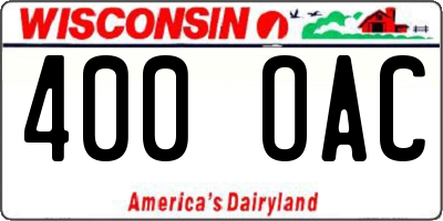 WI license plate 400OAC