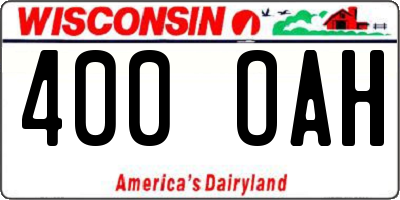 WI license plate 400OAH