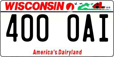 WI license plate 400OAI