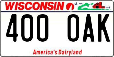 WI license plate 400OAK