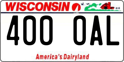 WI license plate 400OAL