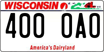 WI license plate 400OAO