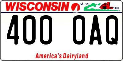 WI license plate 400OAQ