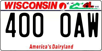 WI license plate 400OAW