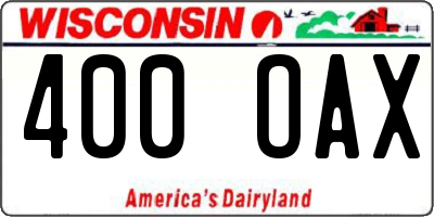 WI license plate 400OAX