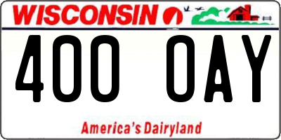 WI license plate 400OAY
