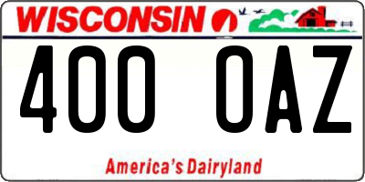 WI license plate 400OAZ