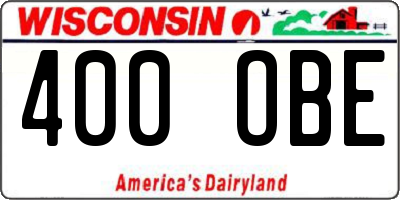 WI license plate 400OBE