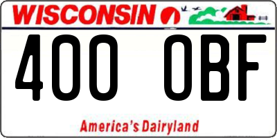 WI license plate 400OBF