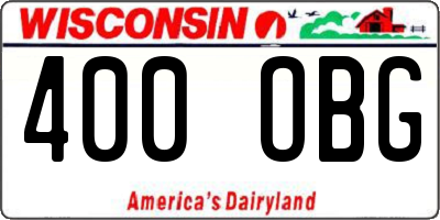 WI license plate 400OBG