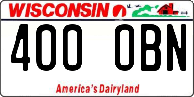 WI license plate 400OBN