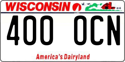 WI license plate 400OCN