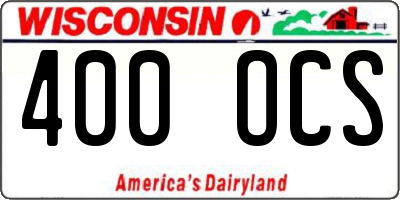 WI license plate 400OCS