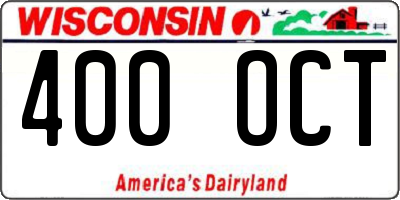 WI license plate 400OCT