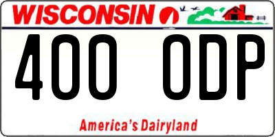 WI license plate 400ODP