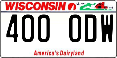 WI license plate 400ODW
